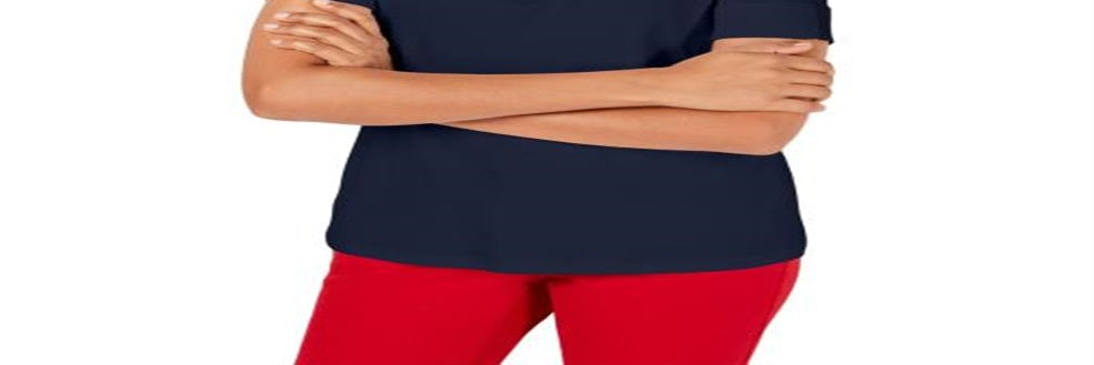 Camiseta feminina listrada Charter Club com gola, azul, tamanho pequeno P