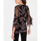 Blusa feminina Alfani com mangas bufantes bordadas, rosa, tamanho pequeno G