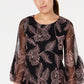 Blusa feminina Alfani com mangas bufantes bordadas, rosa, tamanho pequeno G