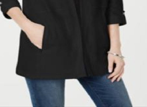 Karen Scott Suéter Feminino Manga 3/4 Frente Aberta Preto Tamanho Pequeno
