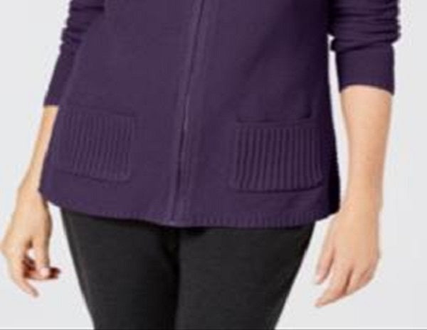Karen Scott Cardigan Feminino Texturizado com Zíper Frontal Roxo Tamanho XS