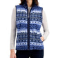 Colete feminino Karen Scott Fair Isle com zíper frontal, azul, tamanho P