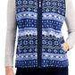Colete feminino Karen Scott Fair Isle com zíper frontal, azul, tamanho P