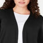 Karen Scott Cardigan Feminino Aberto Frente Botões Punho Preto Tamanho P