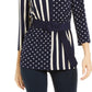 Blusa feminina Alfani com estampa de bolinhas e manga 3/4, azul, tamanho pequeno e médio