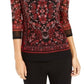 Charter Club Blusa feminina estampada com decote canoa, vermelha, tamanho X-S