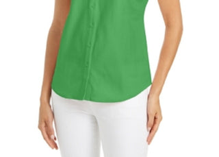 Camisa feminina sem mangas Charter Club Cotton Piquet, verde, tamanho 18