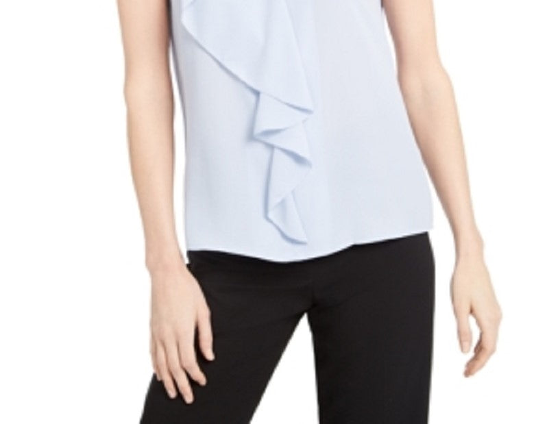 Blusa Calvin Klein Feminina Sem Mangas com Babados Azul Tamanho P