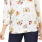 Blusa feminina estampada com pregas nas costas, tamanho pequeno, amarela, da coleção JM