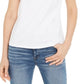 Camiseta feminina de algodão com franjas e lantejoulas da INC International Concepts, tamanho pequeno e médio, branca