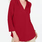 Top feminino Charter Club com manga 3/4, vermelho, tamanho pequeno