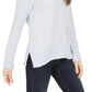 Blusa feminina texturizada mesclada, manga comprida, gola redonda, tamanho azul, tamanho médio