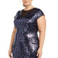 Vestido de festa feminino Teeze Me Plus com lantejoulas, azul, tamanho 16