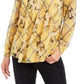 Top feminino estampado com decote dividido, amarelo, tamanho extrapequeno, Charter Club