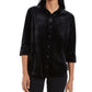 Blusa de veludo feminina Charter Club com botões frontais, preta, tamanho pequeno G