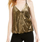 INC International Concepts Top de festa feminino com alças finas e decote sobrepeliz, amarelo, tamanho extragrande
