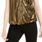 INC International Concepts Top de festa feminino com alças finas e decote sobrepeliz, amarelo, tamanho extragrande