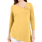 Túnica feminina assimétrica com anel JM Collection, amarela, tamanho X-Large