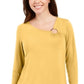 Túnica feminina assimétrica com anel JM Collection, amarela, tamanho X-Large