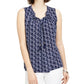 Blusa feminina Charter Club estampada com cordão no pescoço, tamanho X-G, azul