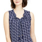 Blusa feminina Charter Club estampada com cordão no pescoço, tamanho X-G, azul