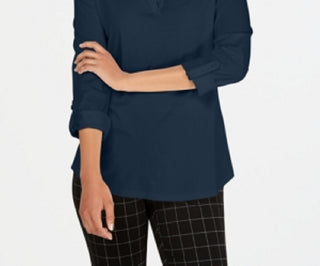 Charter Club Feminino Supima Algodão Gola Dividida Top Vermelho Tamanho Pequeno Pequeno