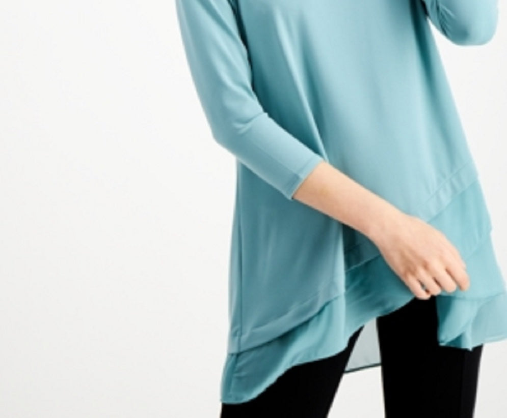 Túnica feminina Alfani com bainha cruzada transparente, verde, tamanho XX-G