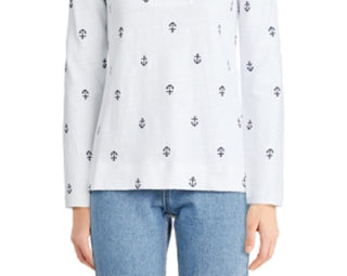 Charter Club Women's Cotton Embroidered Anchor Top White Size Medium