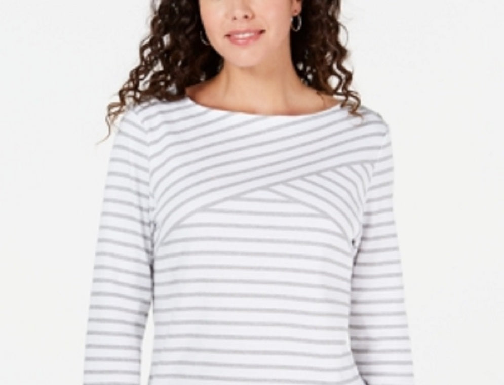 Karen Scott Blusa Listrada Feminina Branca Tamanho XS