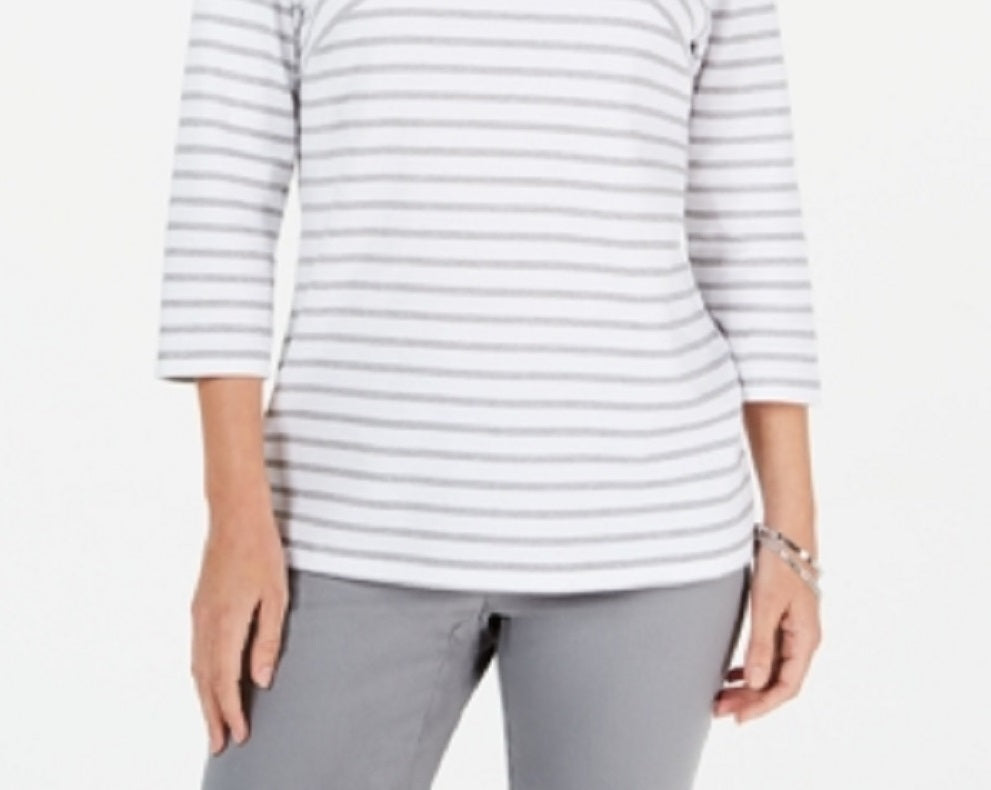 Karen Scott Blusa Listrada Feminina Branca Tamanho XS
