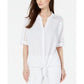 Top Alfani Feminino com Laço e Amarração Frontal, Branco, Tamanho Pequeno Médio