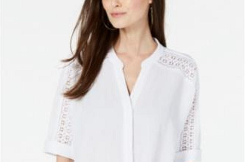 Top Alfani Feminino com Laço e Amarração Frontal, Branco, Tamanho Pequeno Médio
