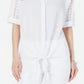 Top Alfani Feminino com Laço e Amarração Frontal, Branco, Tamanho Pequeno Médio