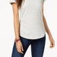 Camiseta feminina de algodão com gola redonda, tamanho XS, cinza, estilo Style &amp; Co.