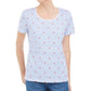 Blusa feminina Karen Scott com estampa decote redondo, branca, tamanho grande