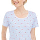 Blusa feminina Karen Scott com estampa decote redondo, branca, tamanho grande