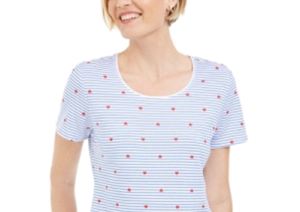 Blusa feminina Karen Scott com estampa decote redondo, branca, tamanho grande