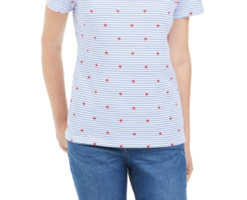 Blusa feminina Karen Scott com estampa decote redondo, branca, tamanho grande