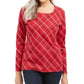 Karen Scott Blusa feminina Holly Plaid com detalhes em vermelho, tamanho XS