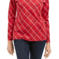 Karen Scott Blusa feminina Holly Plaid com detalhes em vermelho, tamanho XS