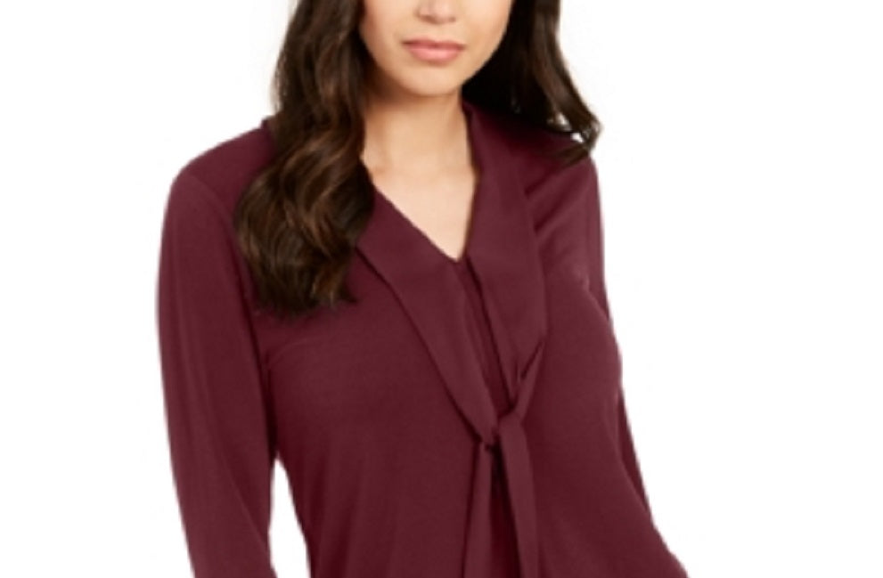 Charter Club Top feminino com gravata trançada, vermelho, tamanho X-S