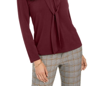 Charter Club Top feminino com gravata trançada, vermelho, tamanho X-S