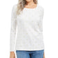Karen Scott Blusa Feminina Glitter Starburst com Decote Redondo, Branca, Tamanho P