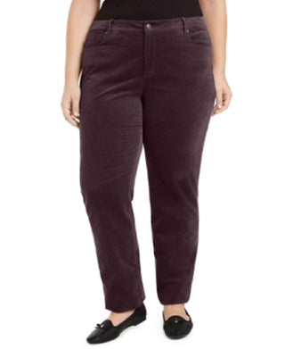 Calça jeans feminina Charter Club Lexington Tummy Control de veludo cotelê vermelha, tamanho 28W