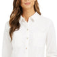Camisa feminina de veludo cotelê de algodão com botões Charter Club, branca, tamanho PSM