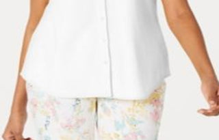 Camisa feminina de algodão Charter Club, branca, tamanho 16, pequena