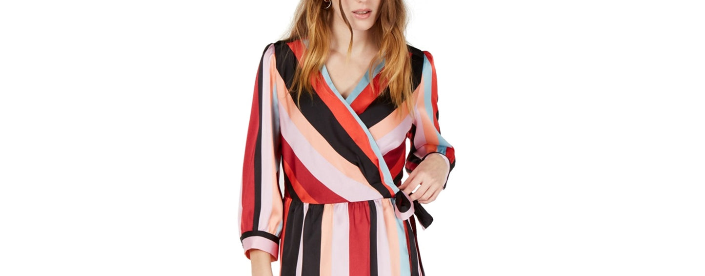 Vestido cruzado listrado feminino Bar III estilo listras múltiplas tamanho grande