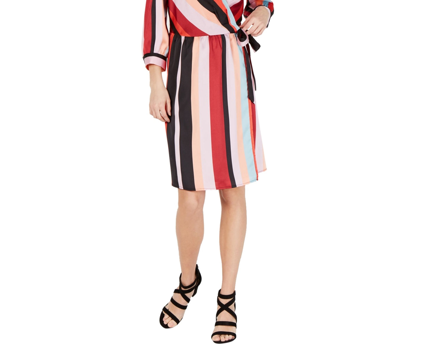 Vestido cruzado listrado feminino Bar III estilo listras múltiplas tamanho grande
