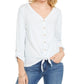 Blusa listrada com amarração frontal feminina Style &amp; Co., branca, tamanho XX-G