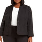 Terno feminino plus size listrado com um botão preto tamanho 20W